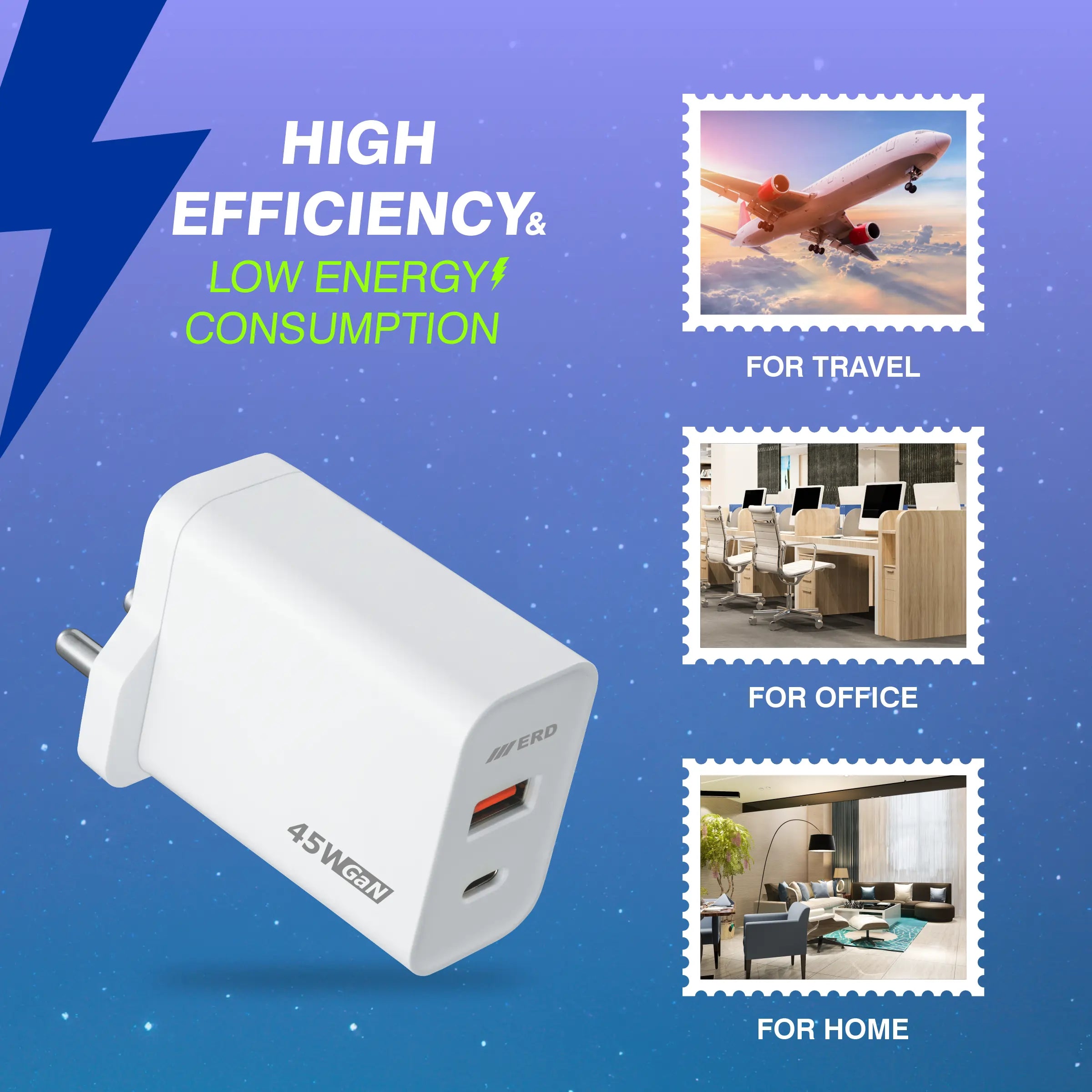 TC-145 USB A+C GaN Charger, PD & All Protocol, 45Watt